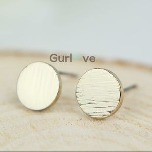 NEW Round Brushed Stud Earrings